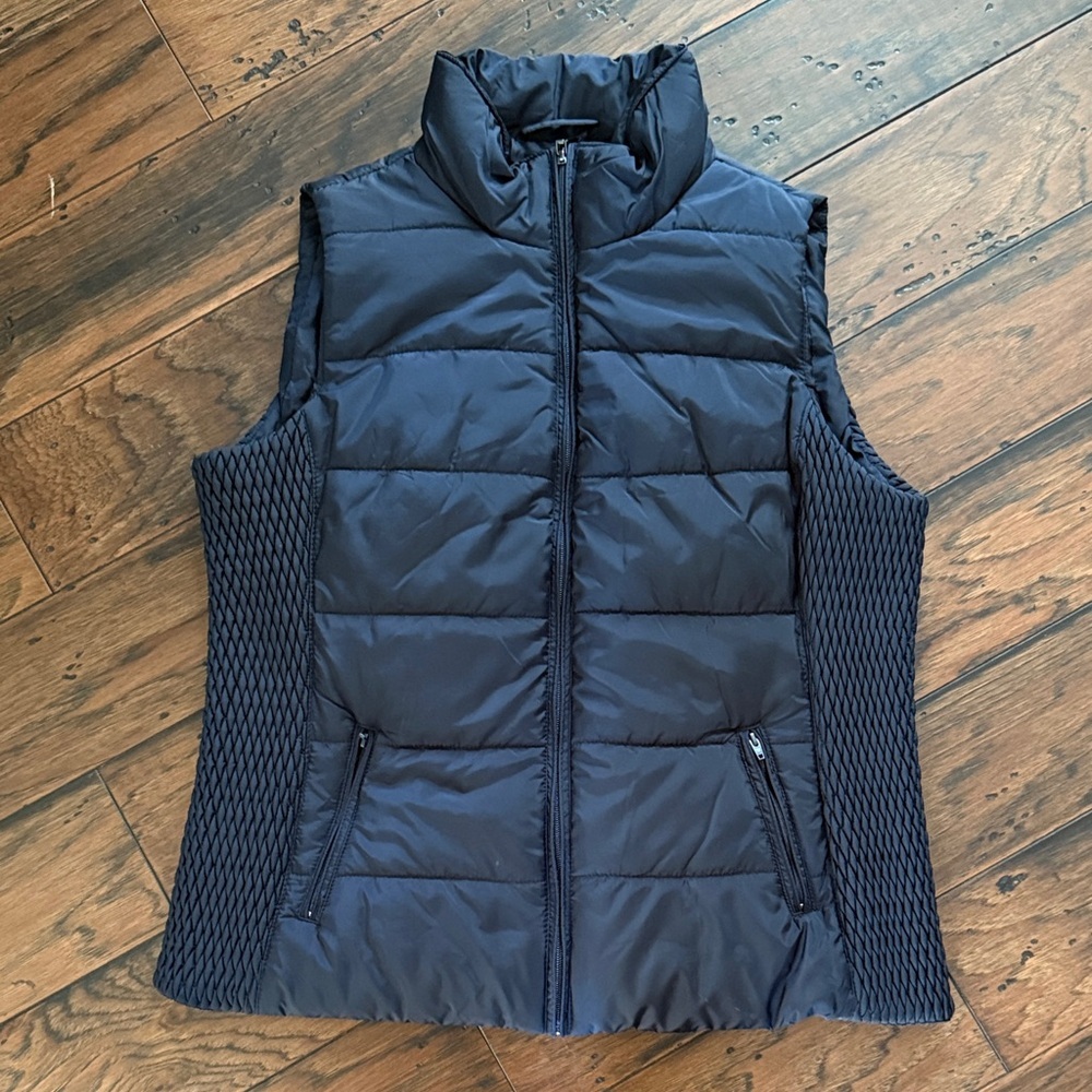 Liz Claiborne Navy Blue Zip Front Vest Jacket